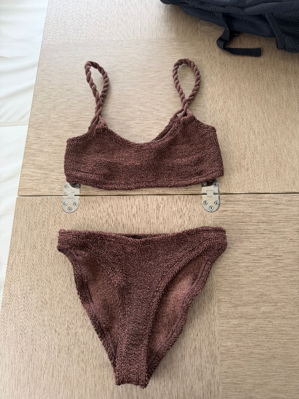 Hunza G Brown Terry Cloth Bikini Set